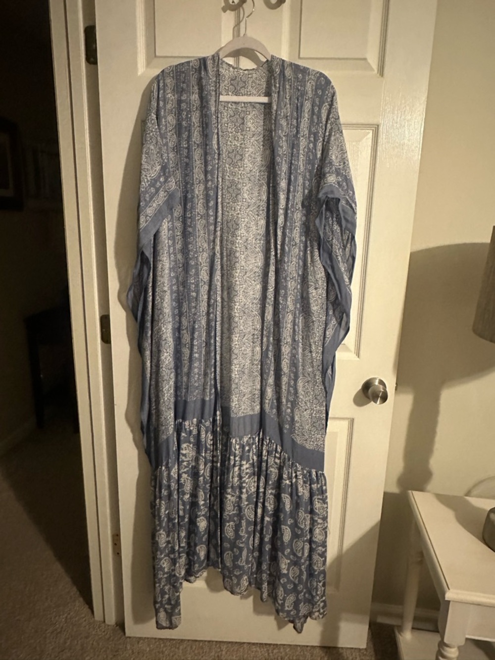 Blue Paisley Open Kimono Maxi